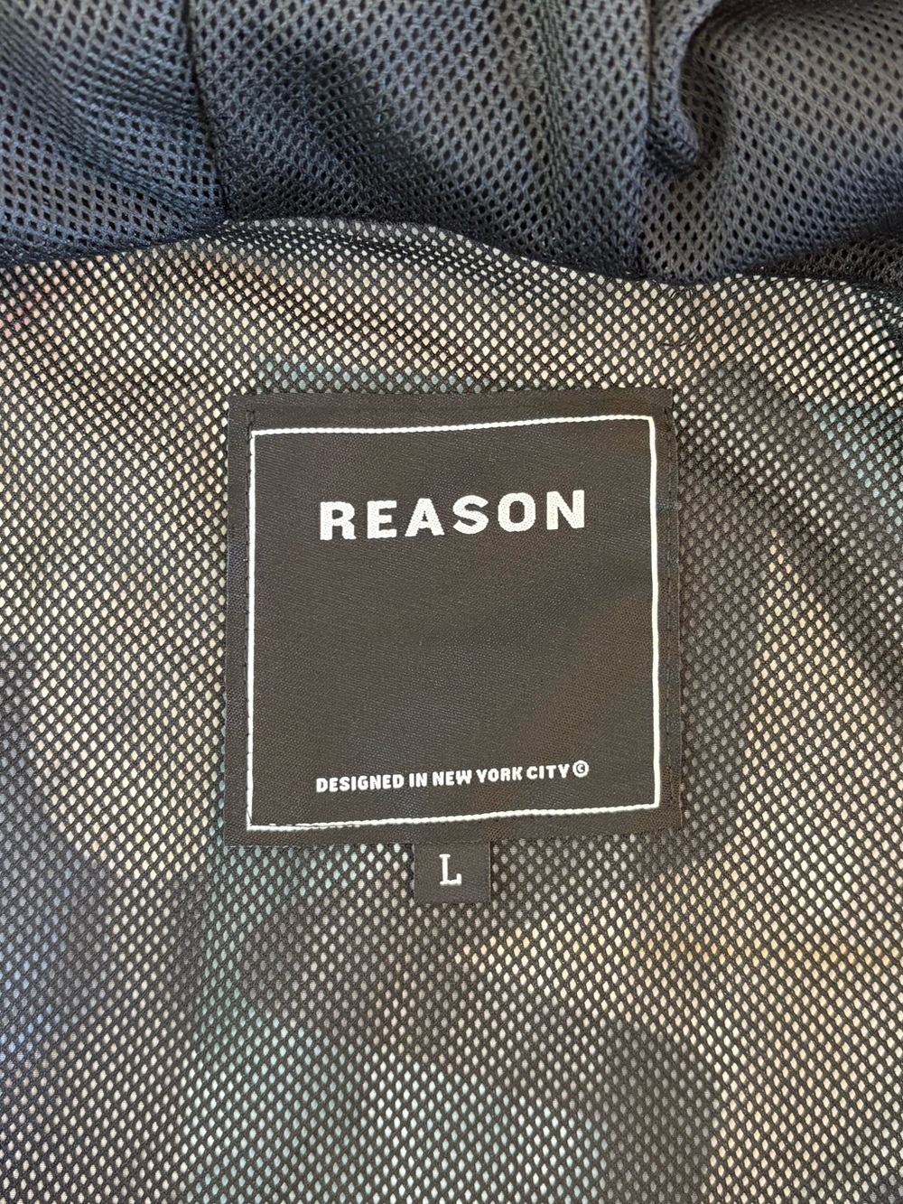Reason Black Windbreaker Jacket Hoodie w/ Pink & Teal Size Large Streetwear Cool - Picture 2 of 8